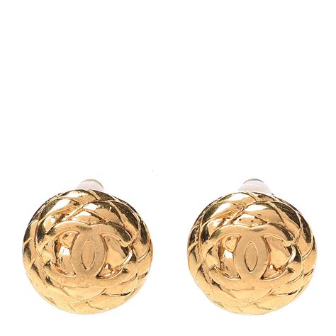 chanel button clip on earrings